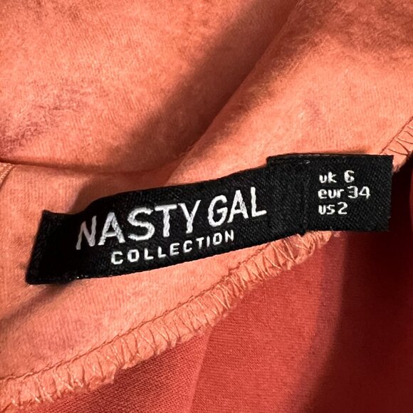 Nasty Gal Women's Dess Burnt Orange Satin Sleeveless Size 2 Cocktail Dress Zip - Picture 4 of 10